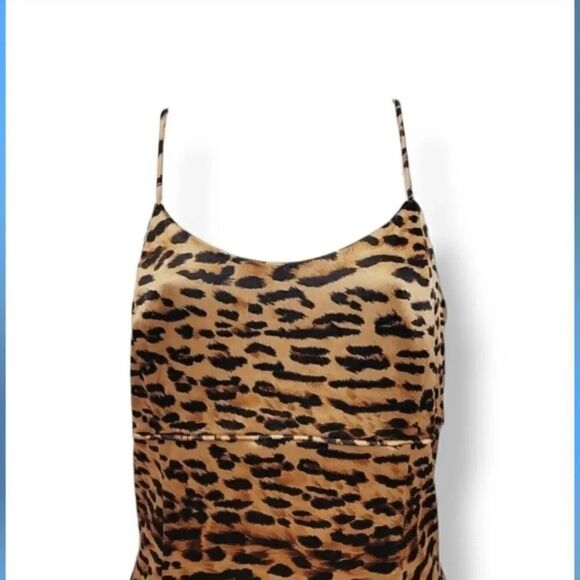 Vintage Gunne Sax Jessica McClintock Animal Print Maxi Satin Dress Size 9/10 - Picture 5 of 15